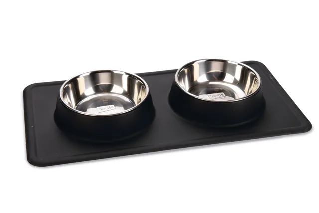 Karlie Diner Set Dex silikon - 2 x 350 ml, Ø 14 cm černá