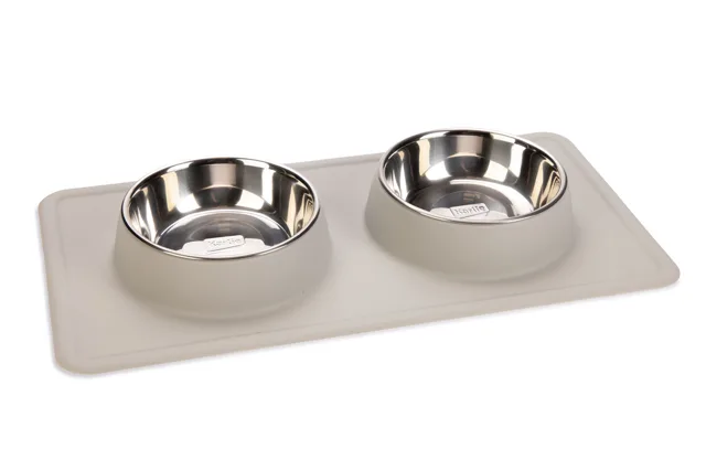 Karlie Diner Set Dex silikon - 2 x 350 ml, Ø 14 cm světle šedá