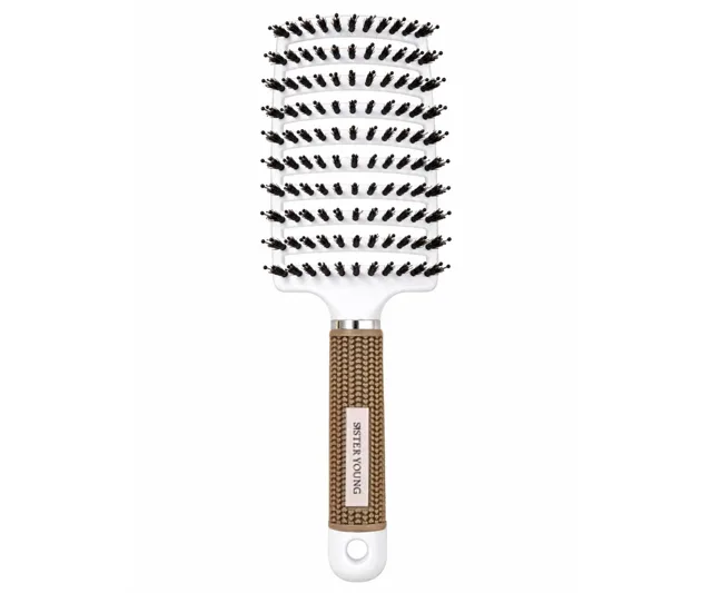 Kartáč na rozčesávání a foukání vlasů s kančími a nylonovými štětinami Sister Young Zoco Hair Brush - bílý + dárek zdarma