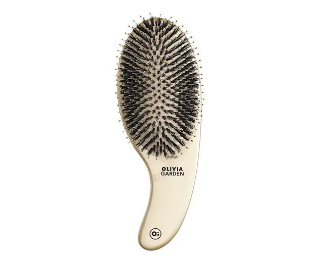 Kartáč na rozčesávání vlasů s nylonovými a kančími štětinami Olivia Garden Curve - zlatý (ID2088) + dárek zdarma