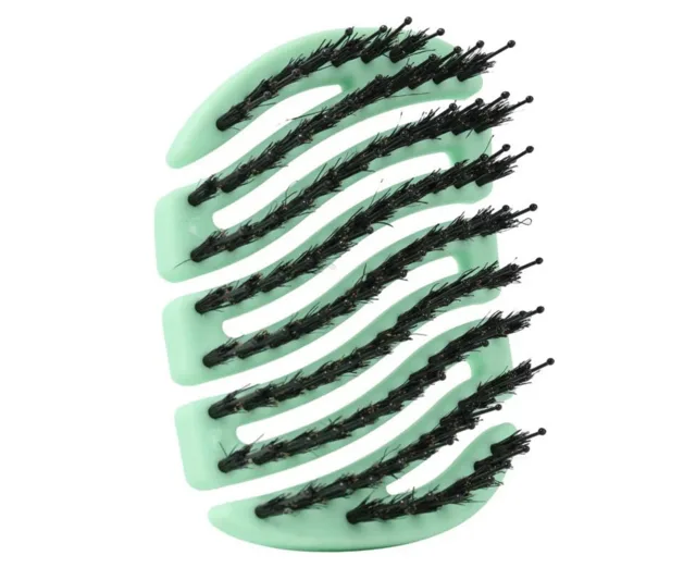 Kartáč na vlasy s kančími a nylonovými štětinami Sister Young Mila Pocket Hair Brush - světle zelený + dárek zdarma