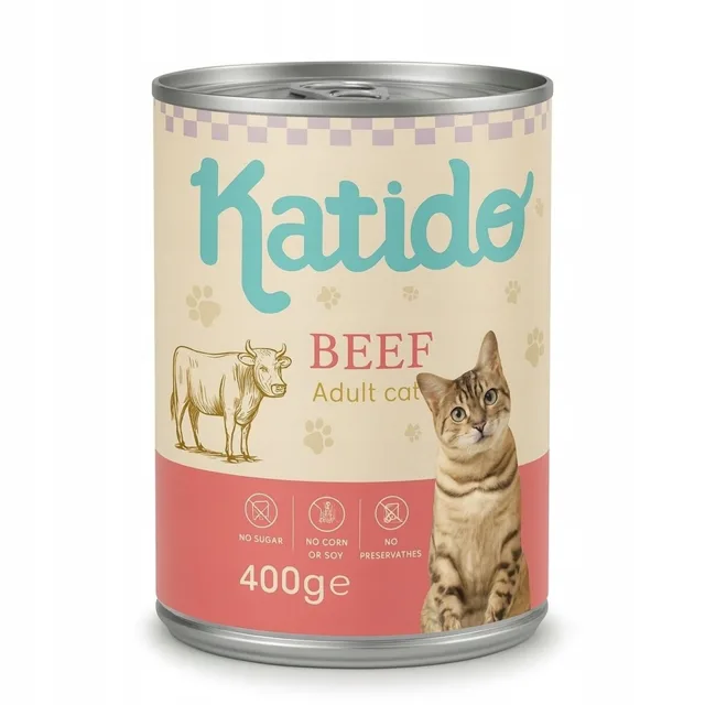 KATIDO Adult Cat Beef 400 g hovězí s lososovým olejem pro kočky