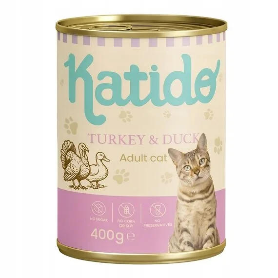 KATIDO Adult Cat Turkey and Duck 400 g krůta a kachna s lososovým olejem pro kočky