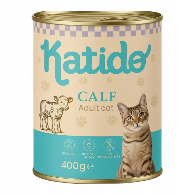 KATIDO Adult Cat Veal 400 g telecí maso s lososovým olejem pro kočky