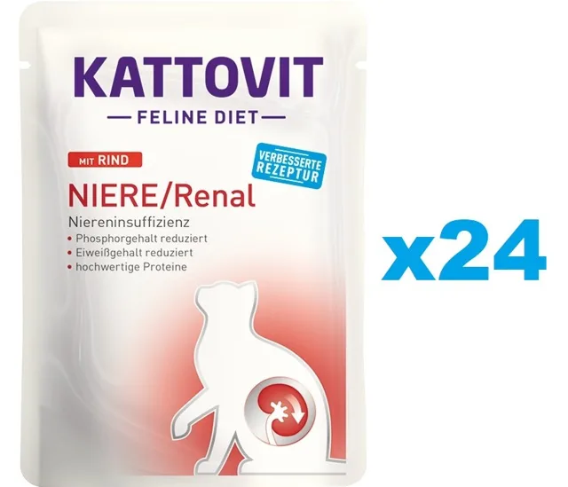 KATTOVIT Feline Diet Niere/Renal Hovězí 24 x 85 g