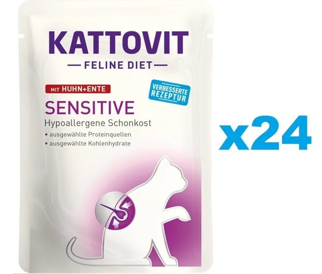 KATTOVIT Feline Diet Sensitive Kuře a Kachna 24 x 85 g