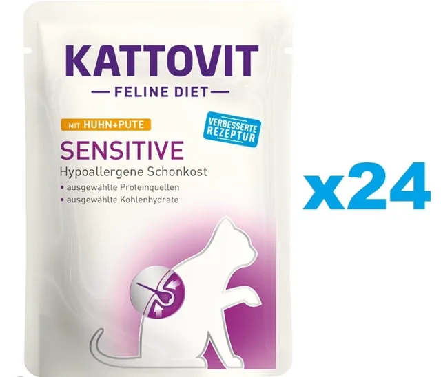 KATTOVIT Feline Diet Sensitive Kuře a krůta 24 x 85 g