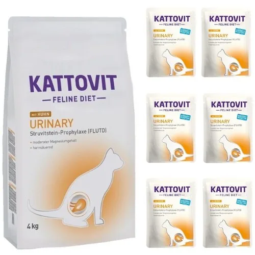 KATTOVIT Feline Diet Urinary Kuřecí 4 kg + Urinary kapsičky 6x 85 g