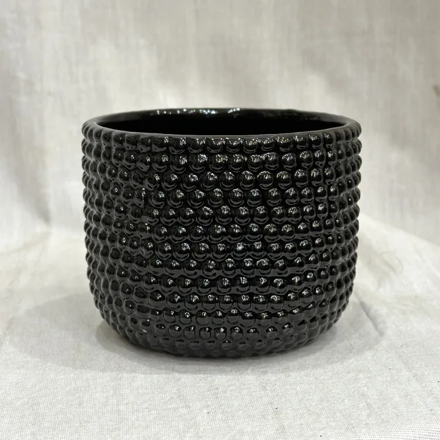 Keramický květináč Bubble black 10 cm