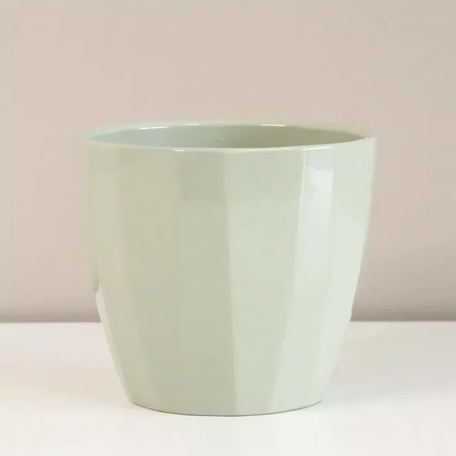 Keramický květináč s hranami mátový 10 cm