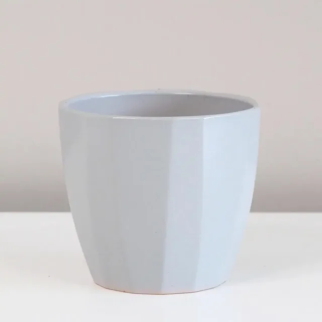 Keramický květináč s hranami šedý 10 cm