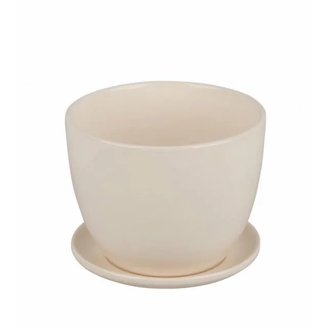 Keramický květináč s podmiskou Crema 15 cm