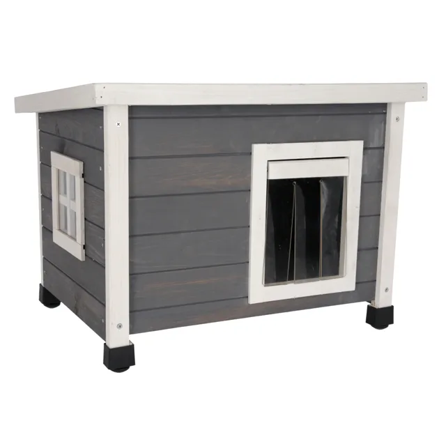 Kerbl Pet domek pro kočky Rustica, bílý / šedý - D 57 x Š 45 x V 43 cm