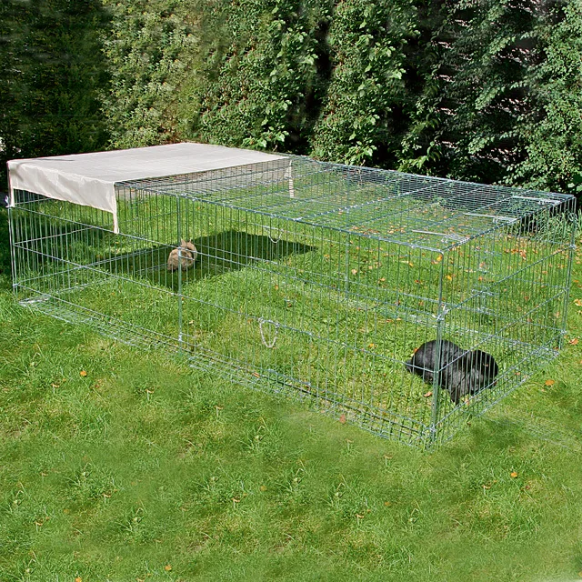 Kerbl výběh 4-hranný s ochrannou mříží a mřížovou střechou, velký - D 200 x Š 100 x V 60 cm