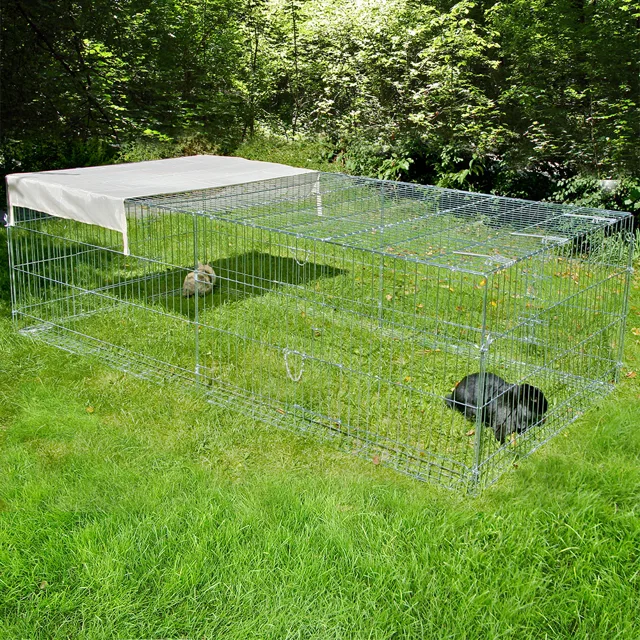 Kerbl výběh 4-hranný s ochrannou mříží a mřížovou střechou, velký - D 230 x Š 115 x V 70 cm, s krytem