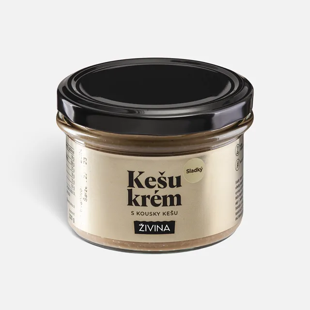 Kešu krém s kousky 220 g  slazený datlovým sirupem