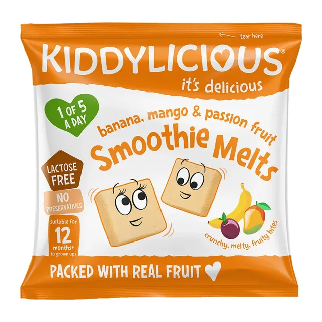 Kiddylicious Ovocné polštářky z banánu, manga a marakuji 6 g