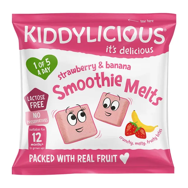 Kiddylicious Ovocné polštářky z jahod a banánu  6 g