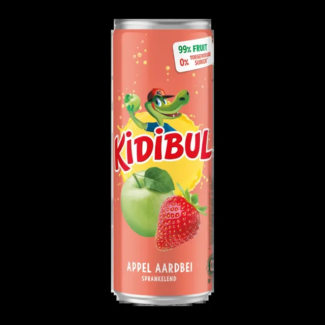 Kidibul Dětský šumivý nápoj Jablko a jahoda 250 ml