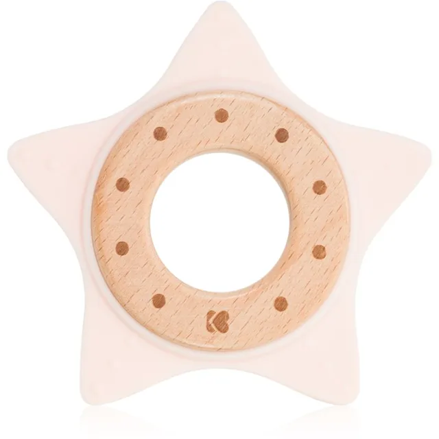 Kikkaboo Silicone and Wood Teether Star kousátko Pink 1 ks