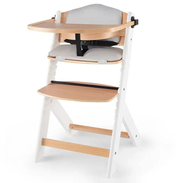 Kinderkraft Židlička jídelní Enock s polstrováním White wooden, Premium