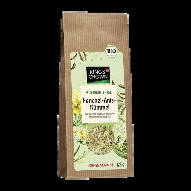 King's Crown BIO bylinný čaj s fenyklem, anýzem a kmínem 125 g