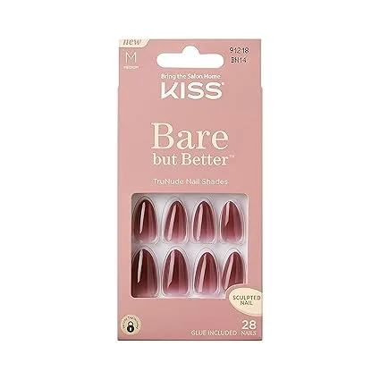 KISS Bare-But-Better Press On Nails  středně dlouhé mandlové tvary - 28 umělých nehtů