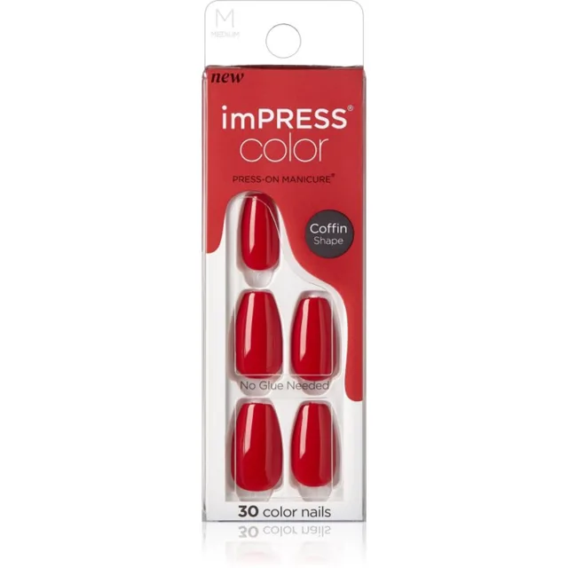KISS imPRESS Color Medium umělé nehty Reddy or Not 30 ks