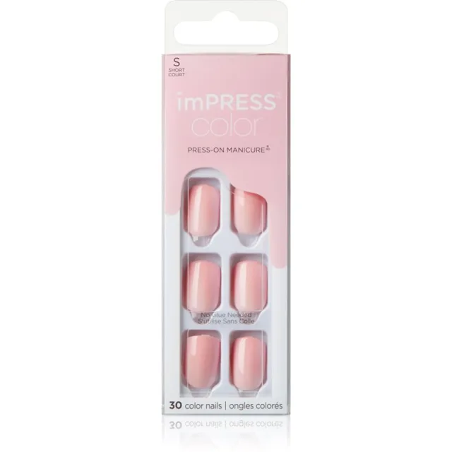 KISS imPRESS Color Short umělé nehty samolepicí Pick Me Pink 30 ks