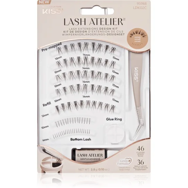 KISS Lash Atelier Desing Kit trsové nalepovací řasy s lepidlem 02 1 ks