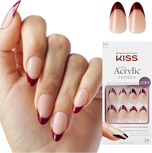 KISS Salon Acrylic Press-On Nails – Catchy Purple, Medium Almond (28 ks)