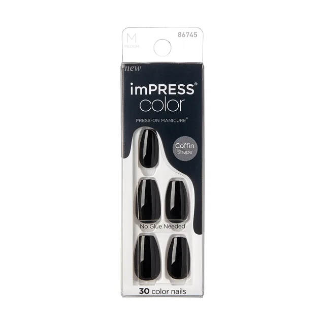 KISS Samolepicí nehty imPRESS Color MC All Black 30 ks