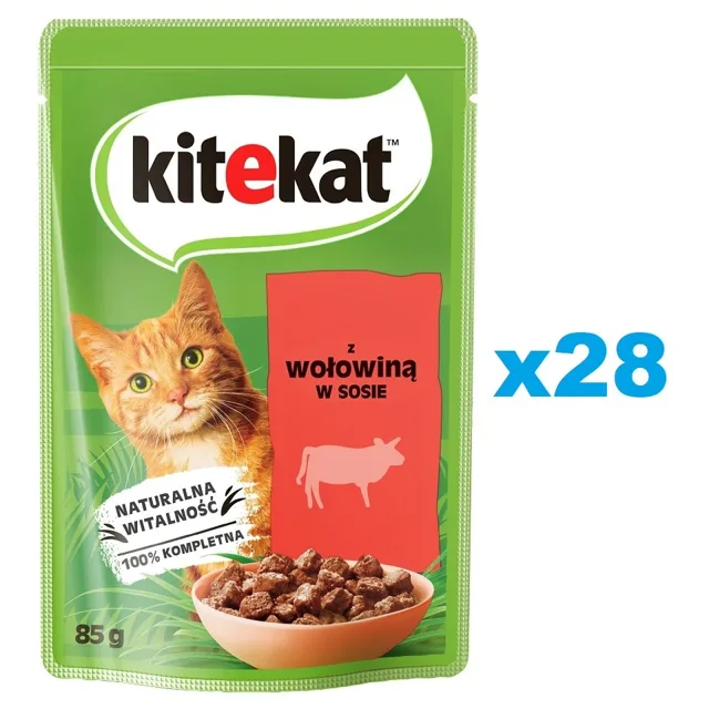 KITEKAT Hovězí maso v omáčce 28x85 g pro dospělé kočky