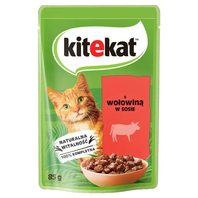 KITEKAT Hovězí maso v omáčce 85 g pro dospělé kočky