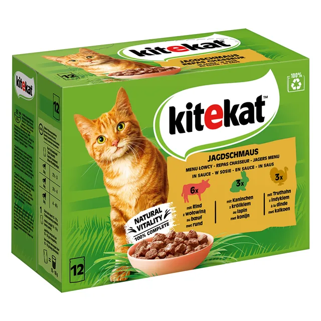Kitekat kapsičky 48 x 85 g - Myslivecké menu v omáčce