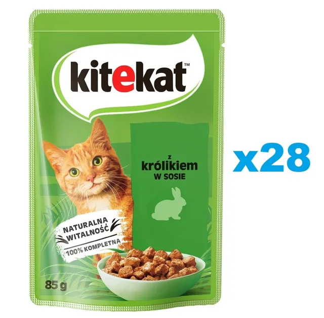 KITEKAT Králík v omáčce 28x85 g pro dospělé kočky