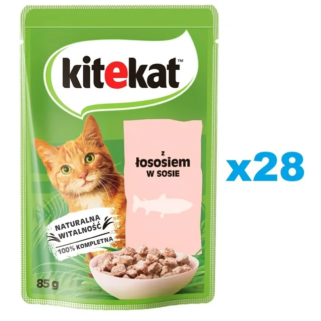 KITEKAT Losos v omáčce 28x85 g pro dospělé kočky