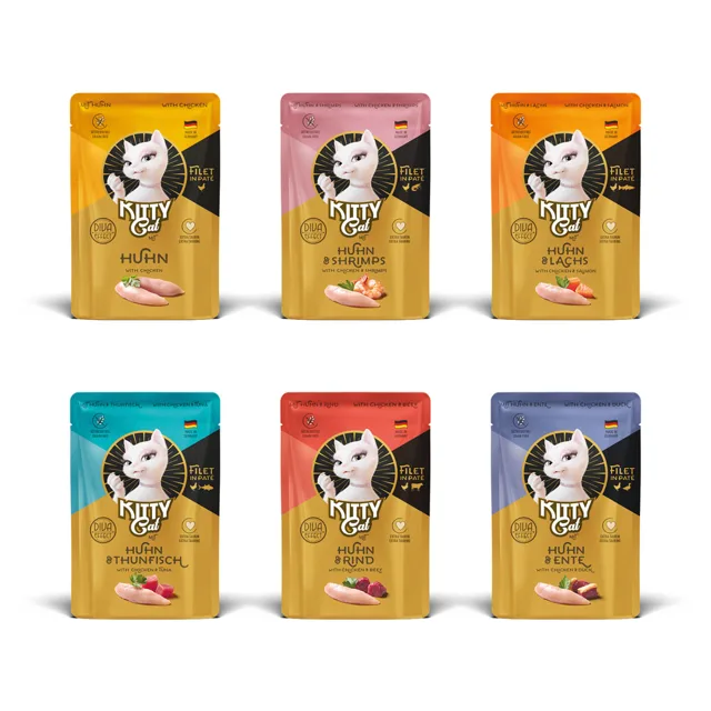 Kitty Cat Filet in Paté smíšené balení 6 ks (6 x 85 g) - kuřecí variace (6 druhů)