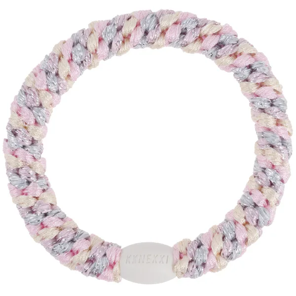 KKNEKKI Mix Silver Pink Glitter gumička do vlasů (třpytivý stříbrno-růžový mix) 1 ks