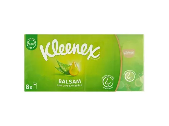 Kleenex Balsam papírové kapesníky 4 vrstvy 8 x 8 ks