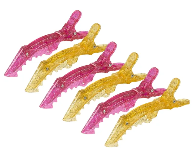 Klipsy do vlasů Sibel Gator Glossy Lips - 11 cm, růžové, žluté, 6 ks