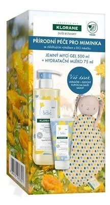 Klorane Bebe Xmass mycí gel 500 ml + hydratační mléko 75 ml + dárek