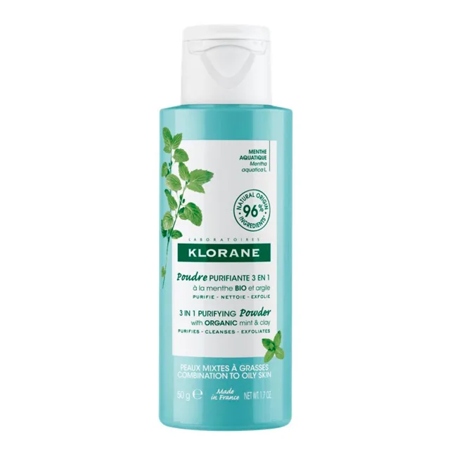 Klorane Čisticí pudr Bio Máta 3 in 1 Purifying Powder 50 g
