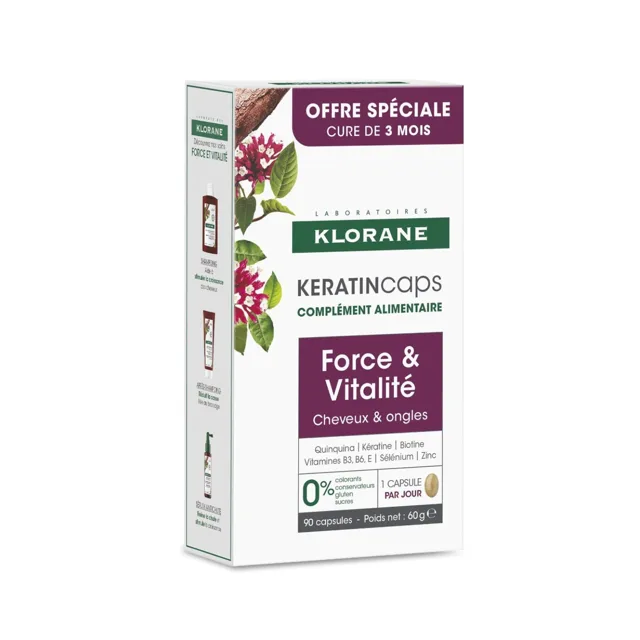 Klorane Keratincaps síla a vitalita 90 kapslí