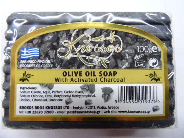Knossos mýdlo tuhé olivové s aktivním uhlím 100 G