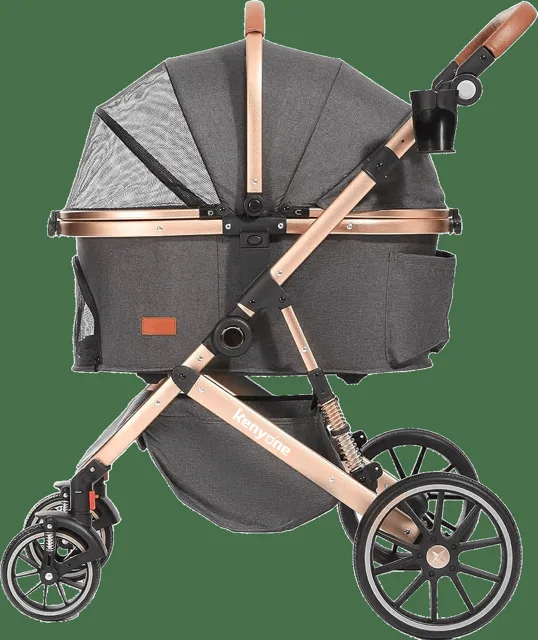 Kočárek Kenyone 62x90x108cm šedý, zlatá konstrukce