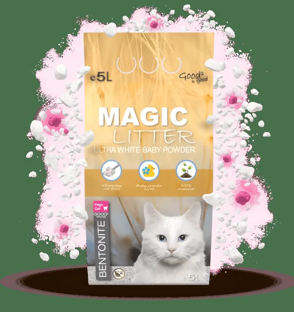 Kočkolit Magic Litter Bentonite Ultra White Baby Powder 5l