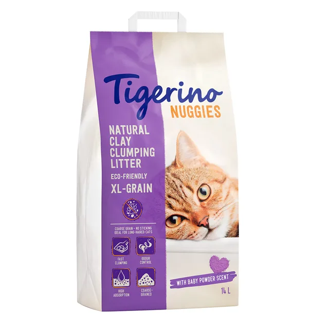 Kočkolit Tigerino Nuggies - Baby Powder (hrubozrnný) - 14 l