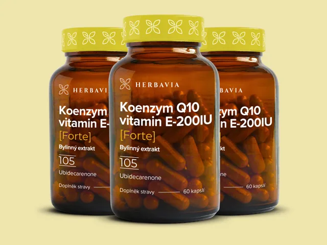 Koenzym Q10 + vitamín E 200IU FORTE- 2+1 ZDARMA- 3x60 kapslí
