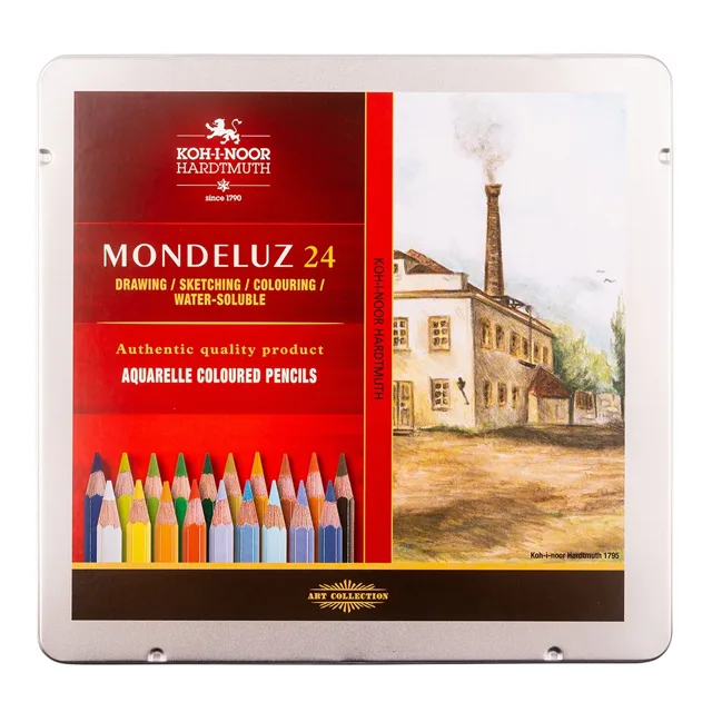 KOH-I-NOOR MONDELUZ 3724/24 - umělecké pastelky krajina v plechovém pouzdře - 24 ks